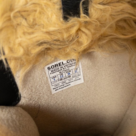Sorel Tofino II 2 Size 5 Waterproof Rain Snow Boots Lace Up Fur Lined Black Tan - Picture 7 of 8